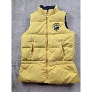 Polo Ralph Lauren Vest Girls XL (16) Puffer Equestrian Reversible Yellow/Navy